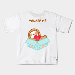 Unwrap Me Christmas Gift Sloth Kids T-Shirt
